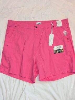 Shorts 2X Pink Cargo Lightweight Cotton Poplin DA-ShDaniela 7" Ins Plus Size NWT